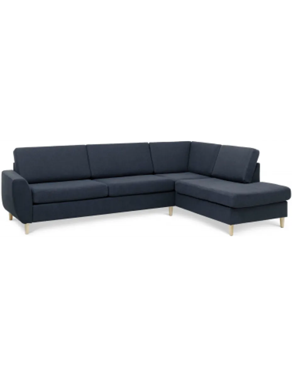 Wendy højrevendt chaiselongsofa i polyester B279 x D197 cm - Natur/Mørkeblå