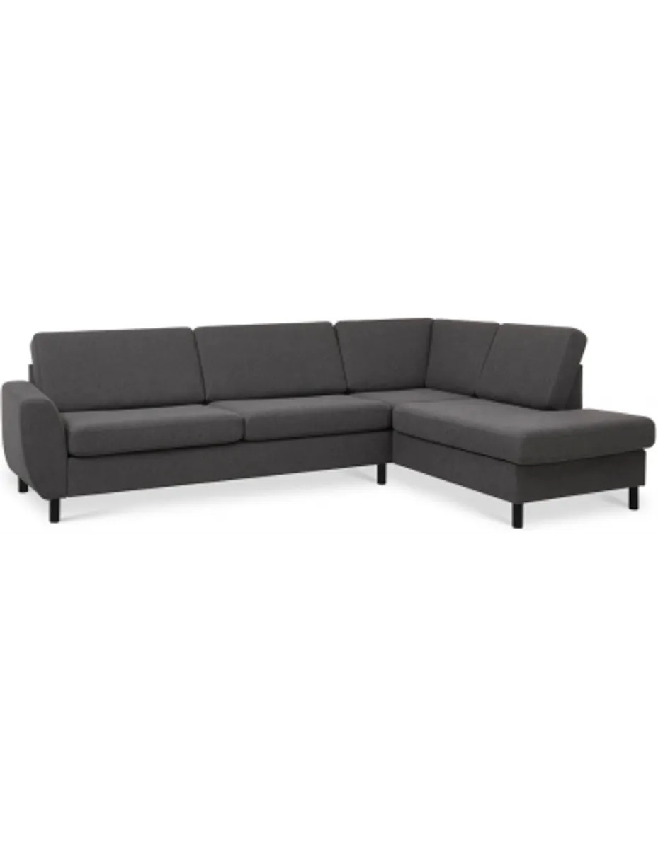 Wendy højrevendt chaiselongsofa i polyester B279 x D197 cm - Sort/Antracit