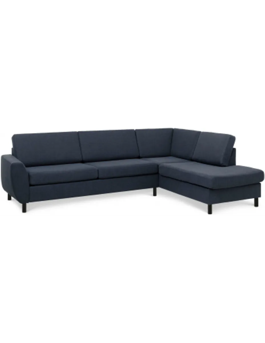 Wendy højrevendt chaiselongsofa i polyester B279 x D197 cm - Sort/Mørkeblå