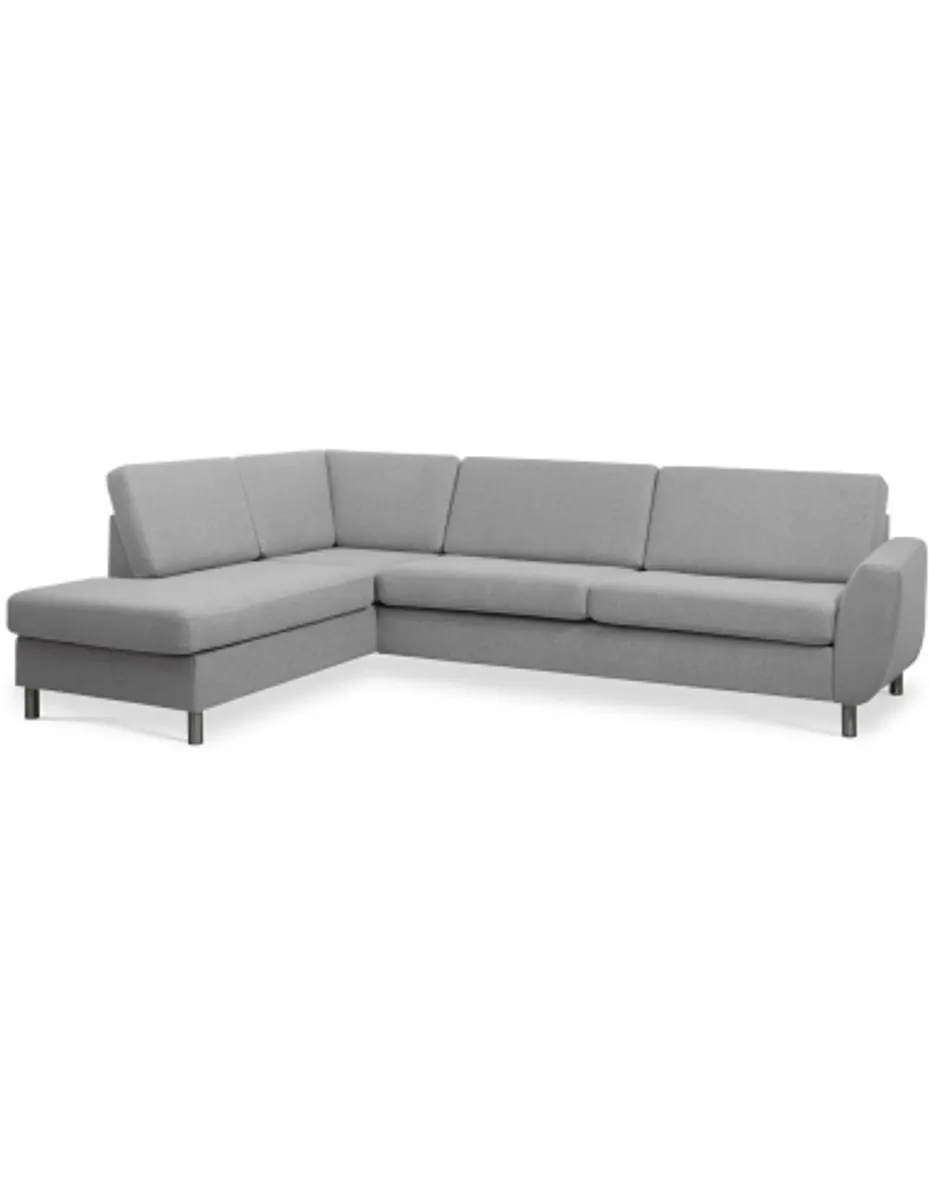 Wendy venstrevendt chaiselongsofa i polyester B279 x D197 cm - Børstet alugrå/Grå