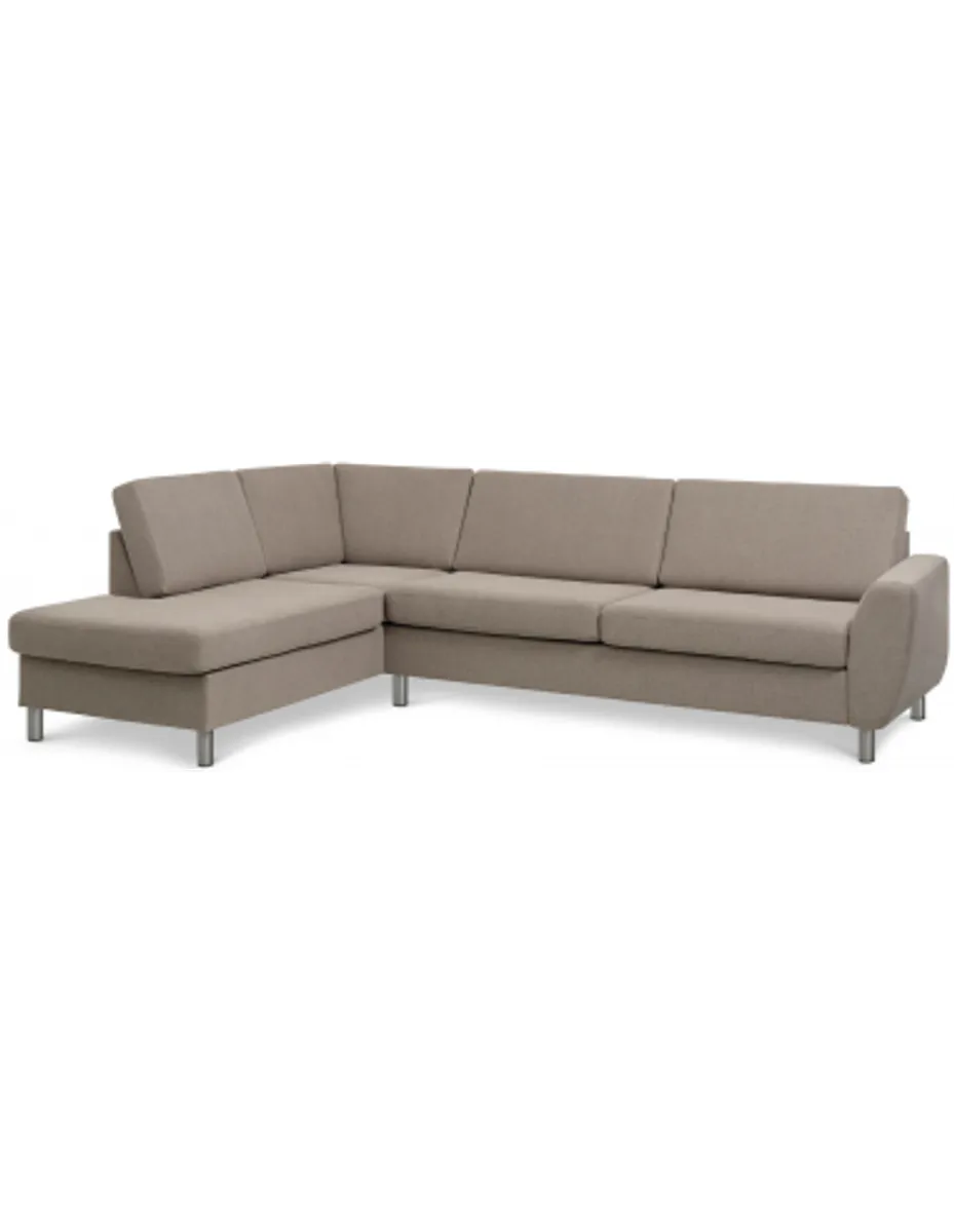 Wendy venstrevendt chaiselongsofa i polyester B279 x D197 cm - Børstet alugrå/Lysebrun