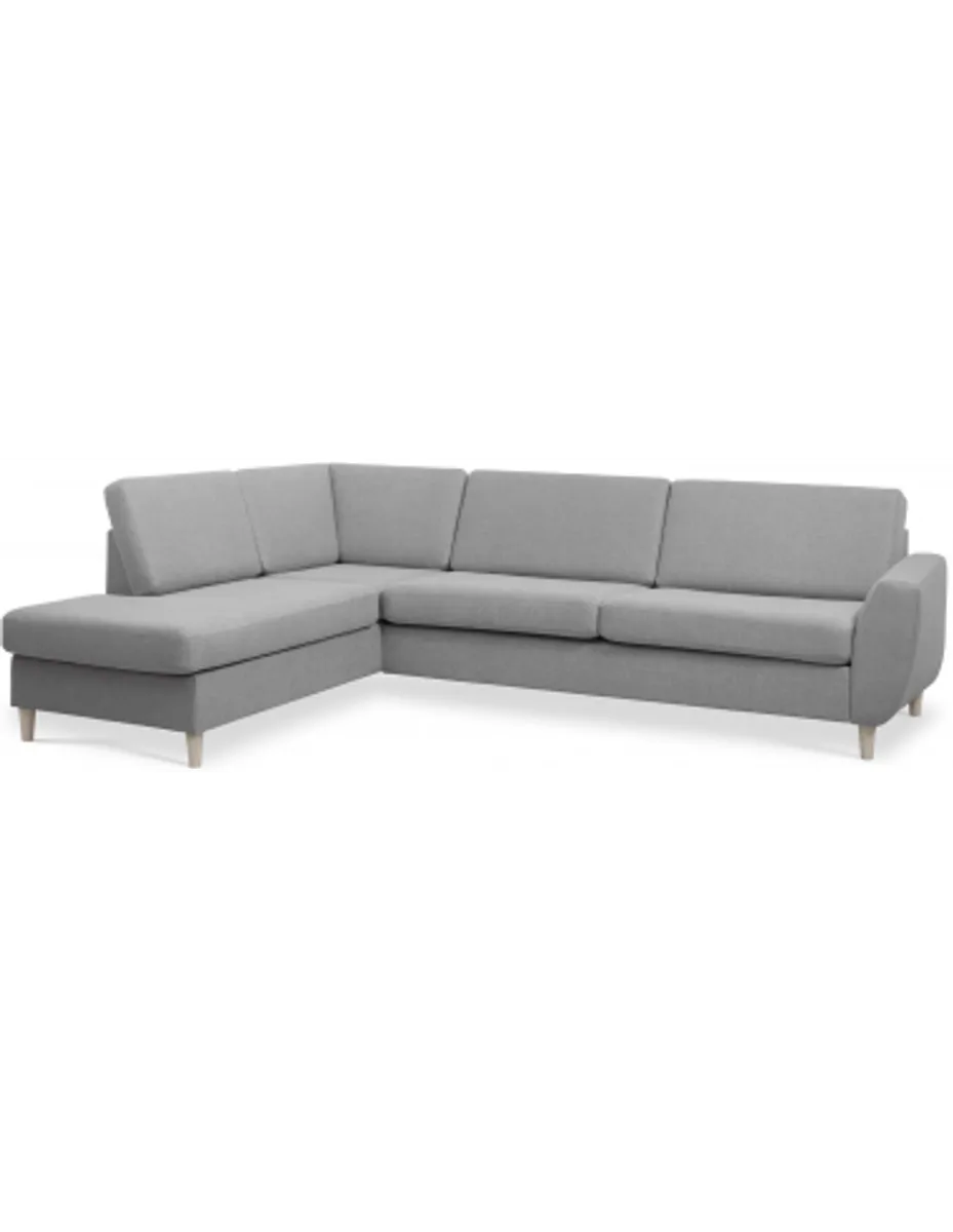 Wendy venstrevendt chaiselongsofa i polyester B279 x D197 cm - Natur/Grå