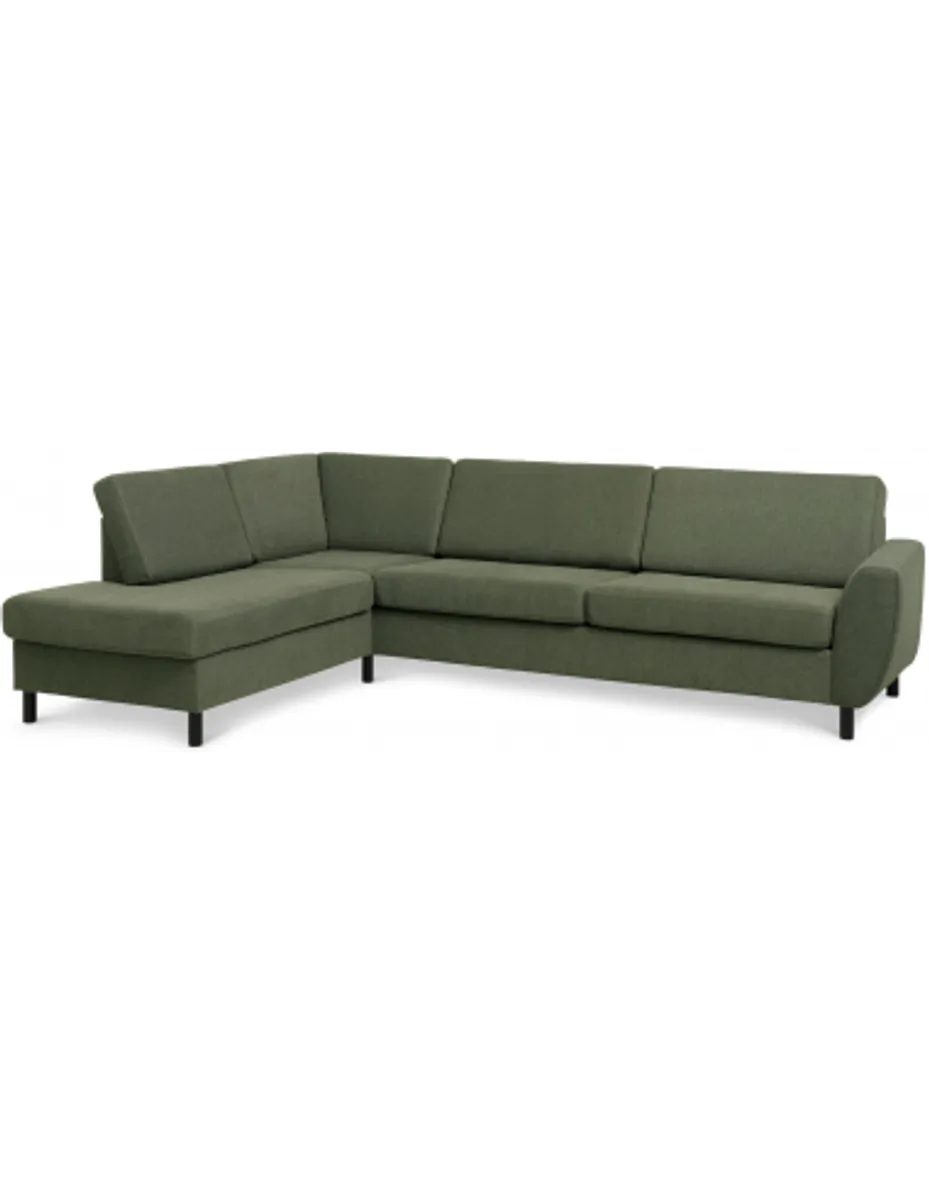 Wendy venstrevendt chaiselongsofa i polyester B279 x D197 cm - Sort/Mosgrøn