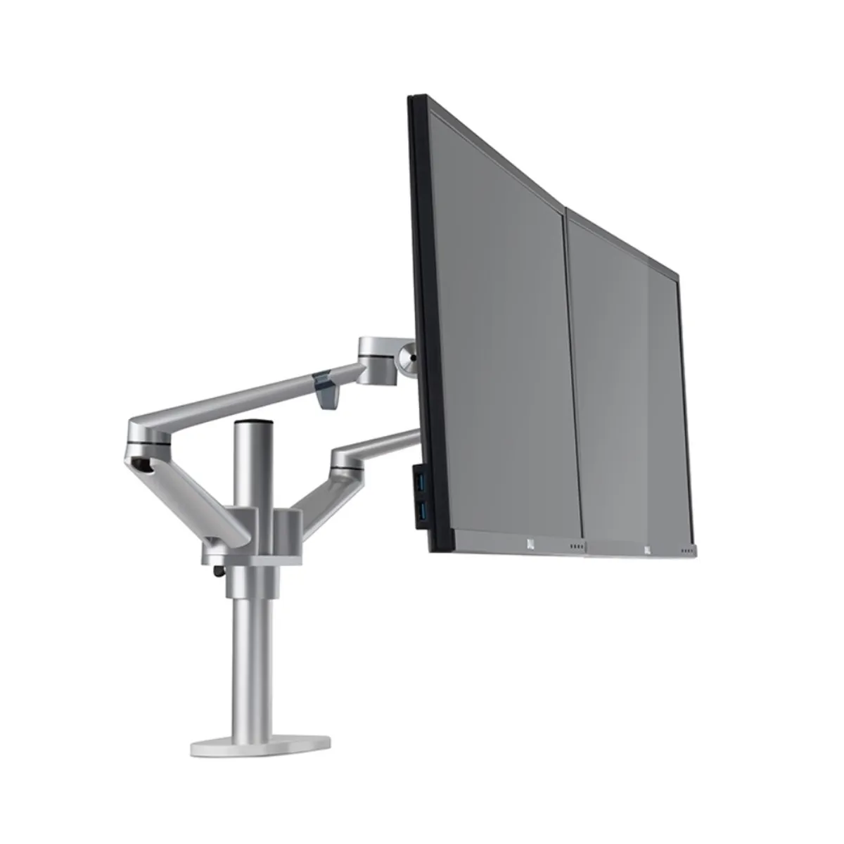 WERGON - Titan - Justerbar Dual Monitor skærm holder/arm - Deskholder til 2 skærme Max 32 - Sølv