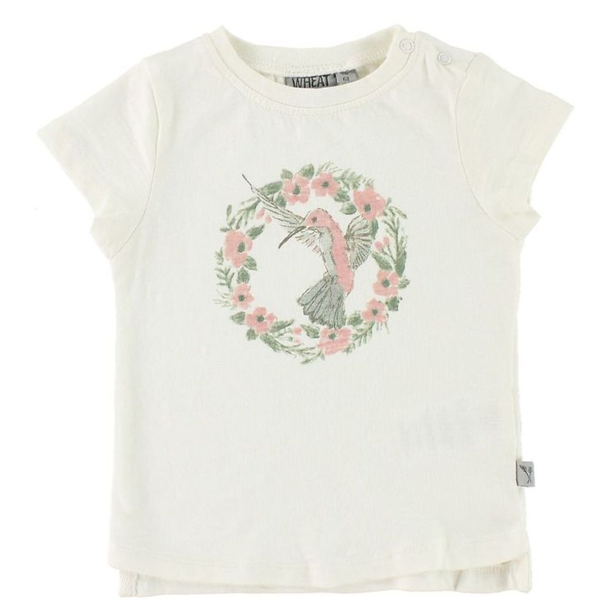 Wheat T-shirt - Flower Bird - Ivory m. Print