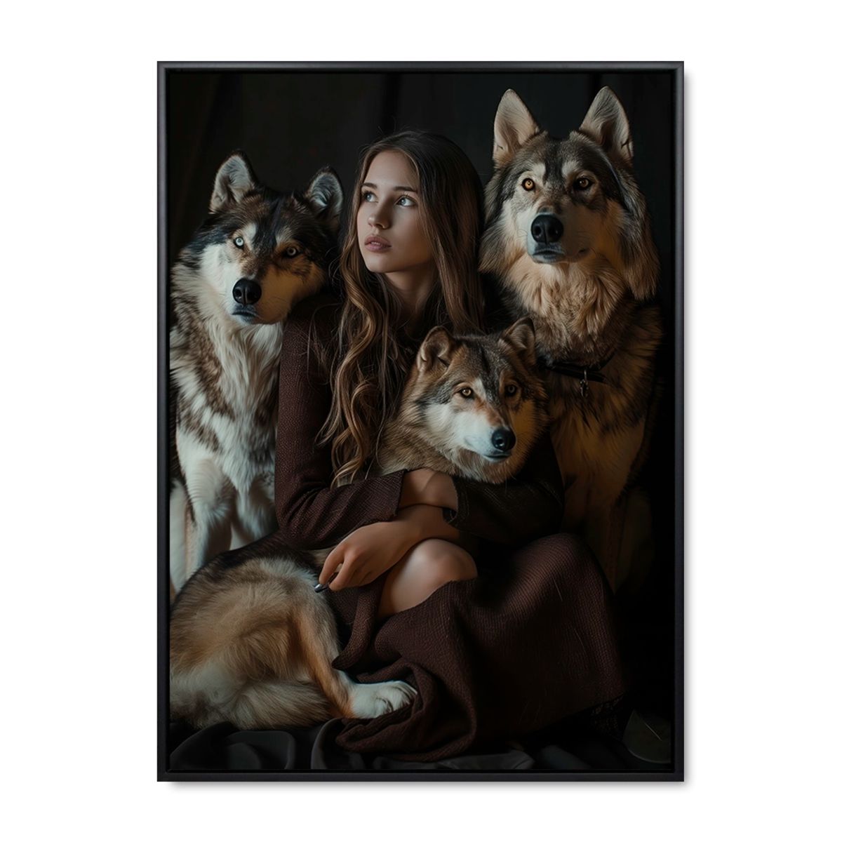 Wolf Whisperer - 70x100 cm. - Sort ramme