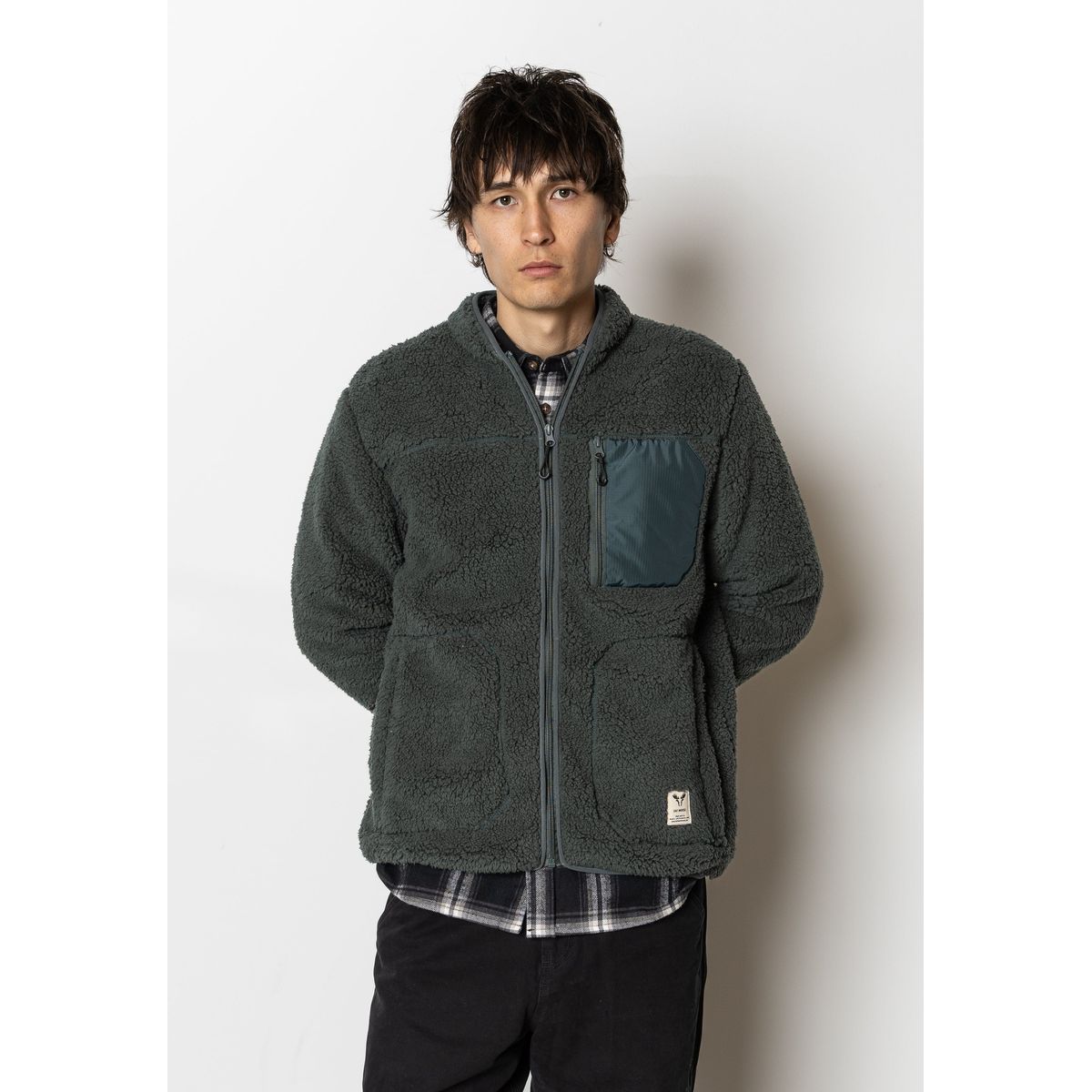 WOOD FLEECE JACKET - Green