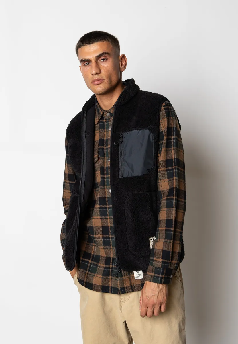 WOOD FLEECE VEST - Black