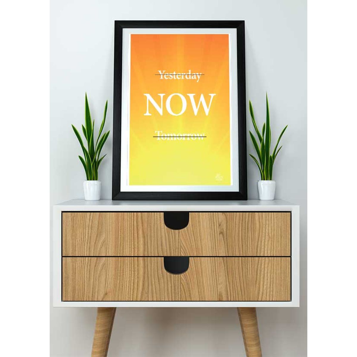 Yesterday, now, tomorrow-plakat (gul) - 50 x 70 cm - Kr. 279,-