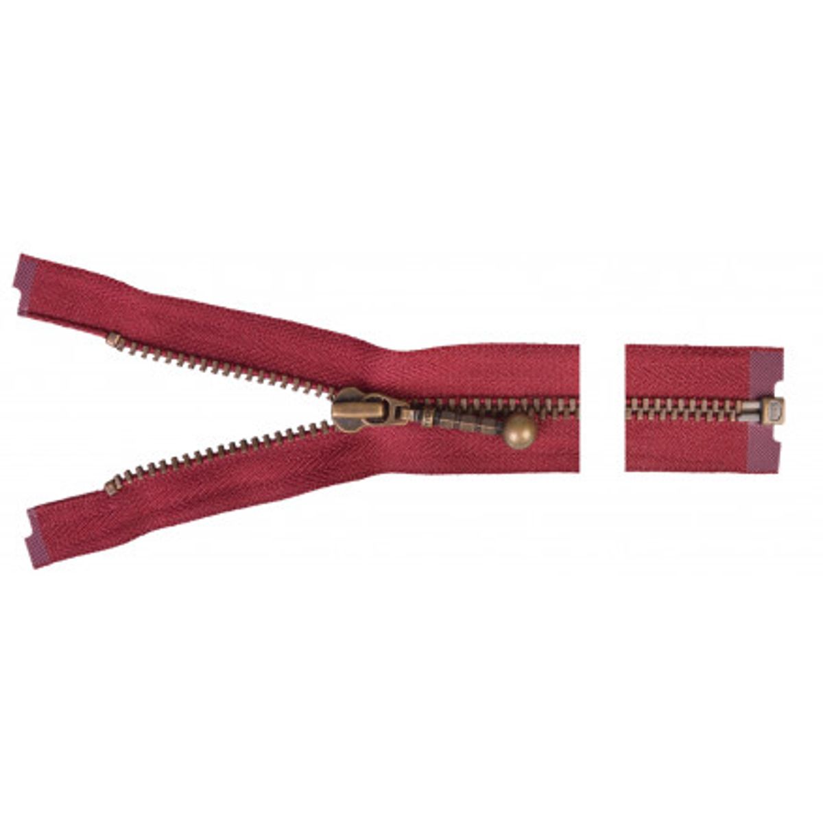 YKK Delbar Lynlås Antik Messing 25cm 4mm Bordeaux