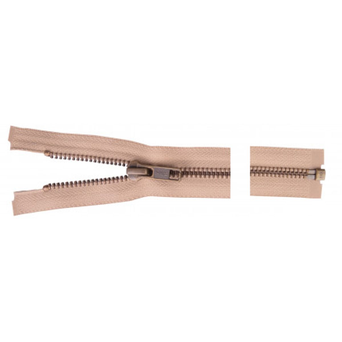 YKK Delbar Lynlås Antik Messing 50cm 6mm Beige