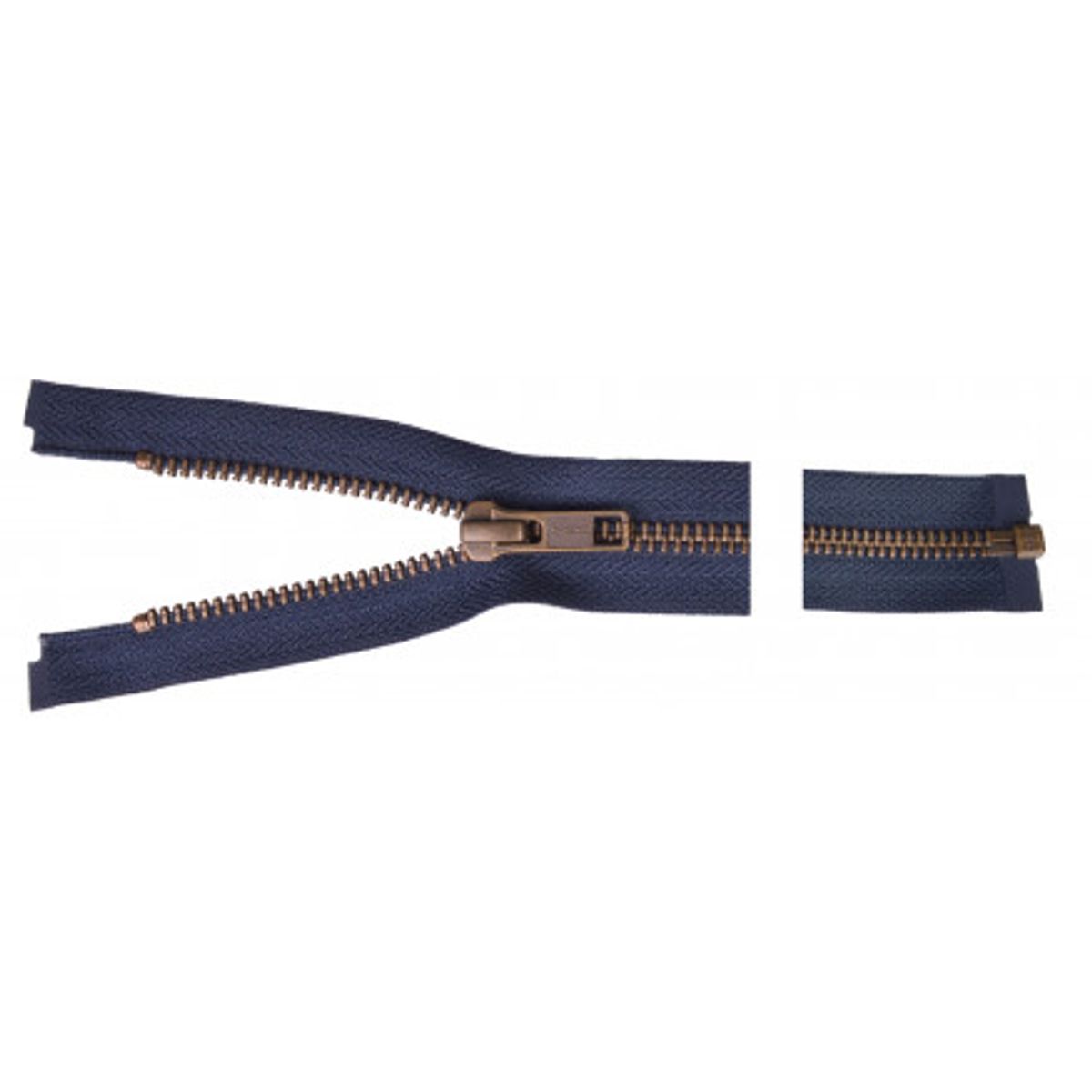 YKK Delbar Lynlås Antik Messing 65cm 6mm Marine