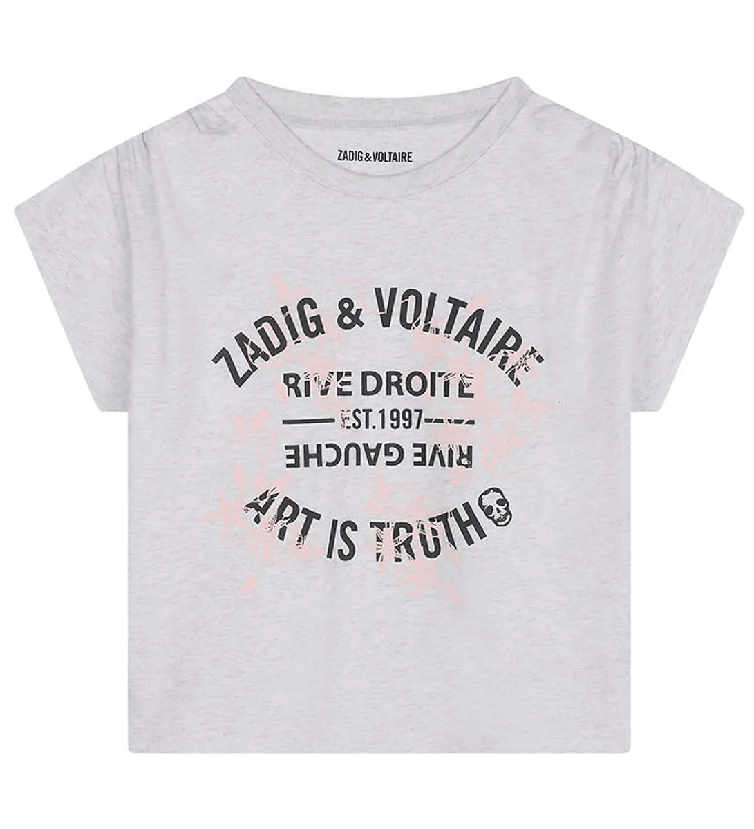 Zadig & Voltaire T-shirt - Lyesgråmeleret m. Print