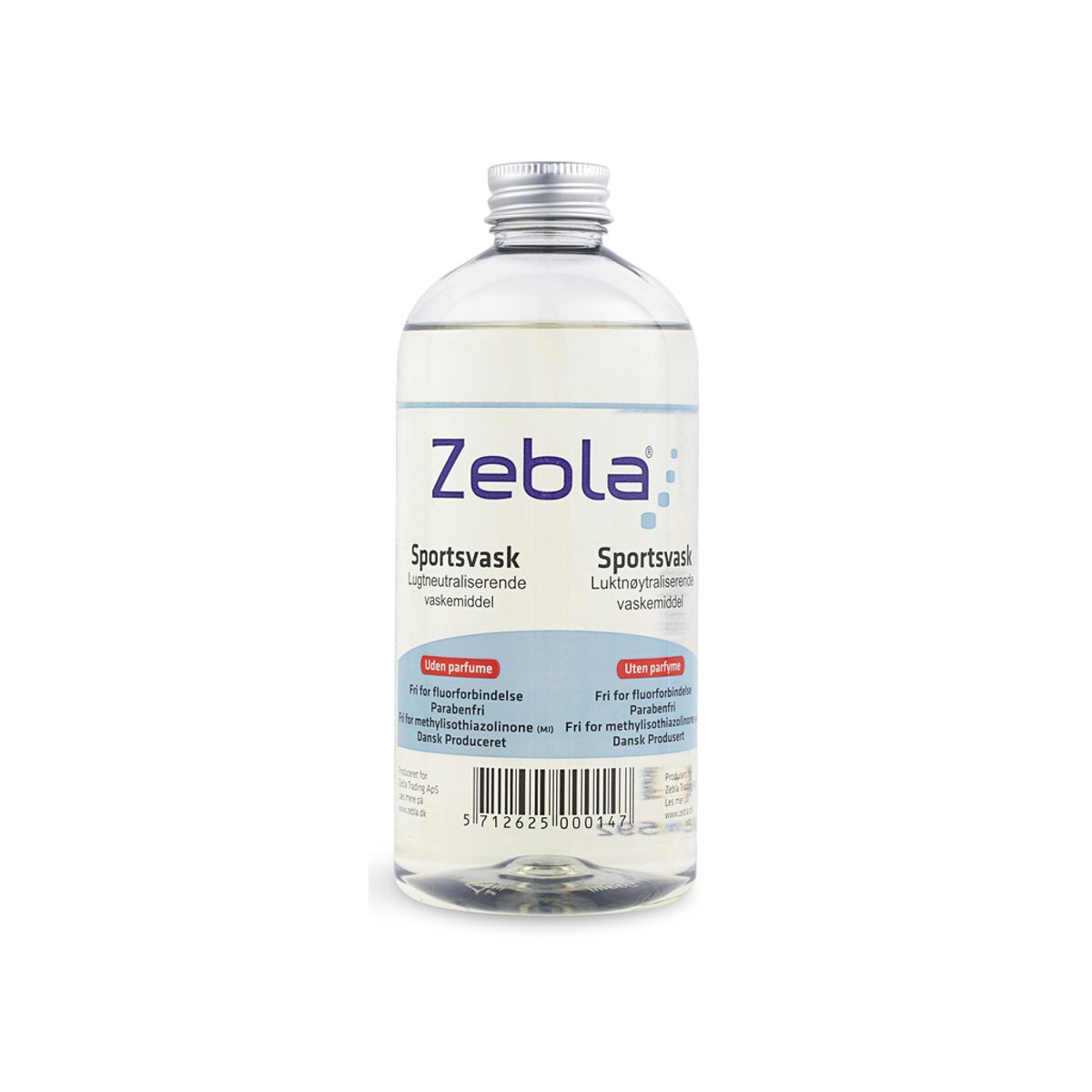 Zebla Sportsvaskemiddel - Parfumefri - 500 ml