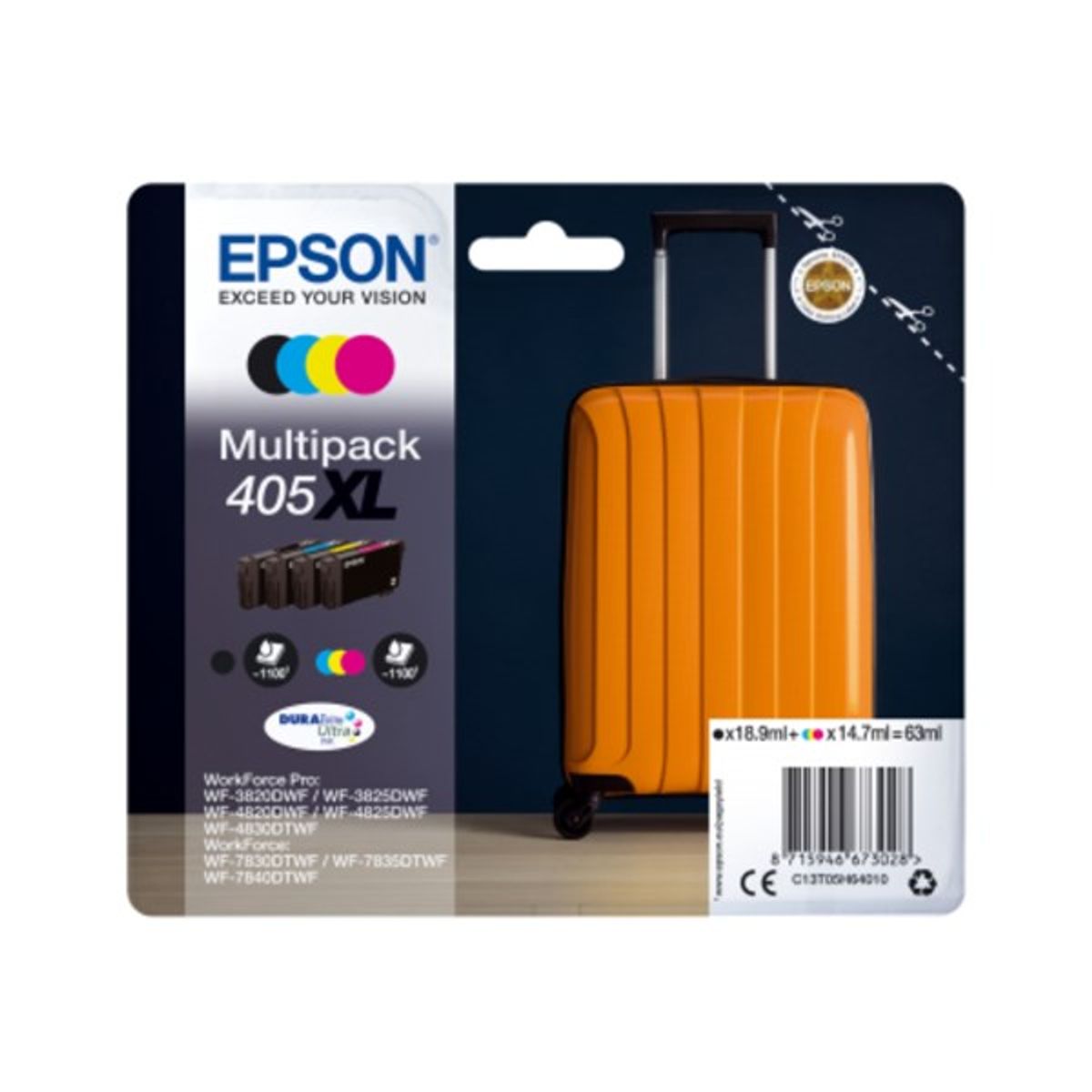 4-Pak B/C/M/Y patroner - Epson 405XL -