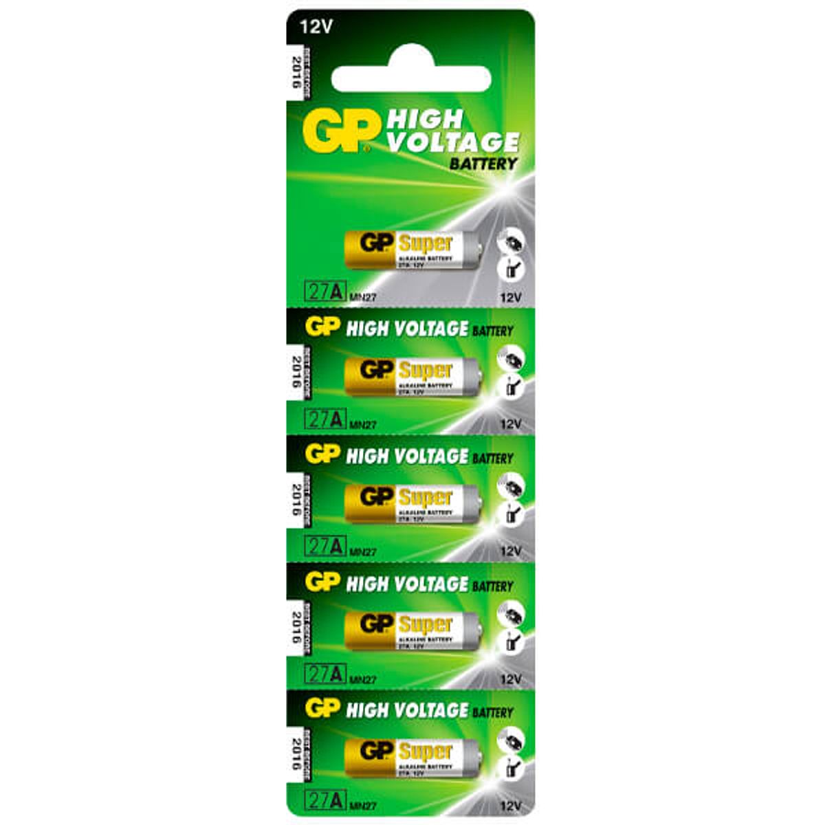 5 stk. GP 27A 12 volt Alkaline batteri