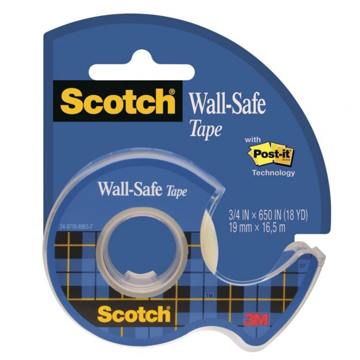 Adhesivtape SCOTCH® Wall-Safe med dispenser, 19mm,.