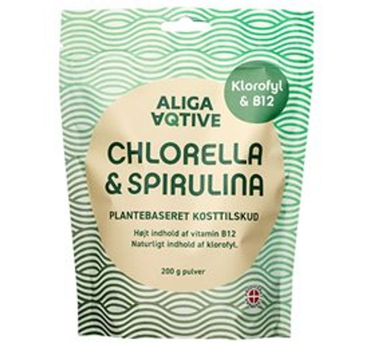 ALIGA AQTIVE Dansk Chlorella & Spirulina pulver 200 g.