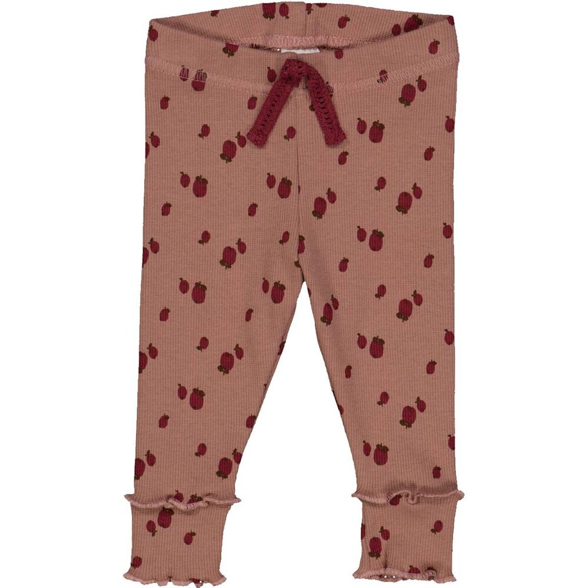 Apple leggings med æbler og flæser - Daydream/ Cabernet/ Bark - 74