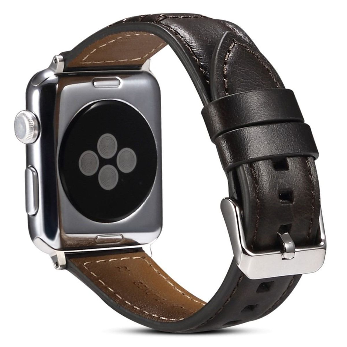 Apple Watch 9/8/7/6/5/4/3/2/1/SE - 41/40/38mm - Ægte læder urrem 22mm - Sort