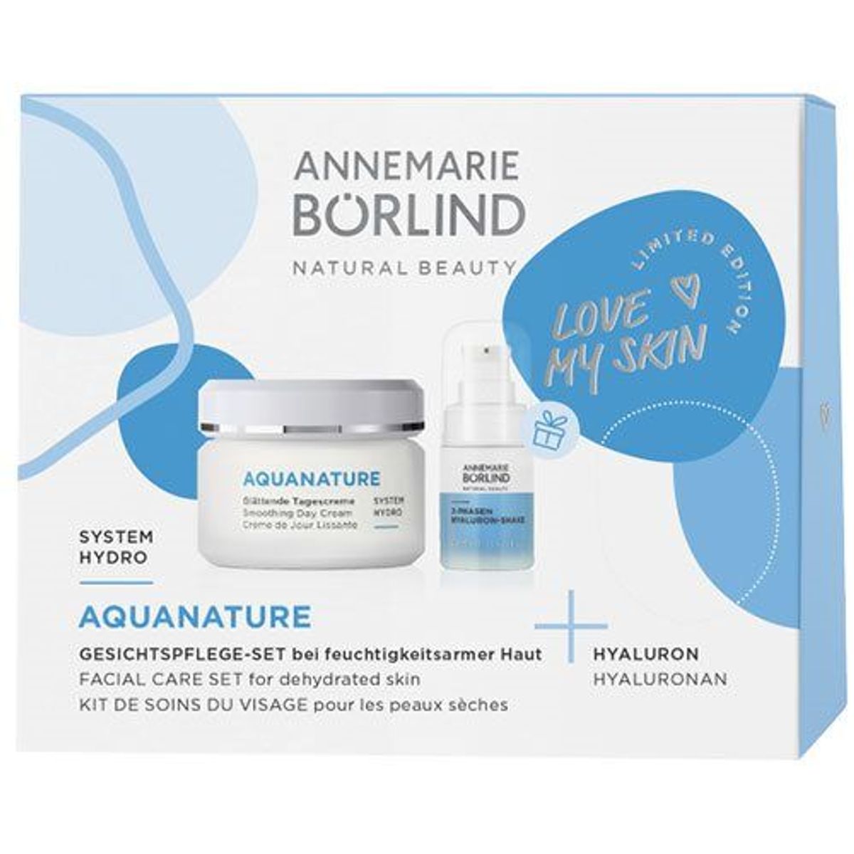 Aquanature Facial Care Set - Værdi 388,- Daycream 50 ml + 2-Phase hyaloron Shake 15 ml