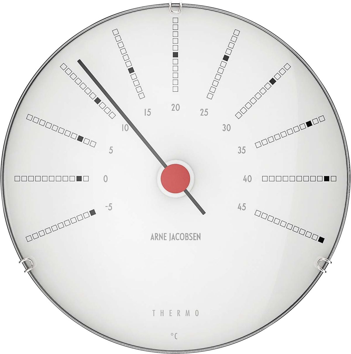 Arne Jacobsen - Bankers Termometer Ø12 cm hvid/sort/rød