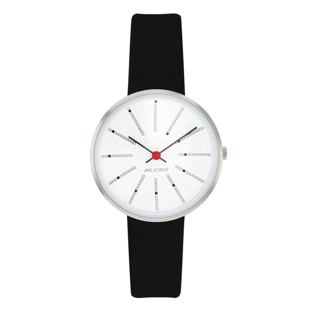 Arne Jacobsen Bankers Watch armbåndsur, ø30 mm med sort rem