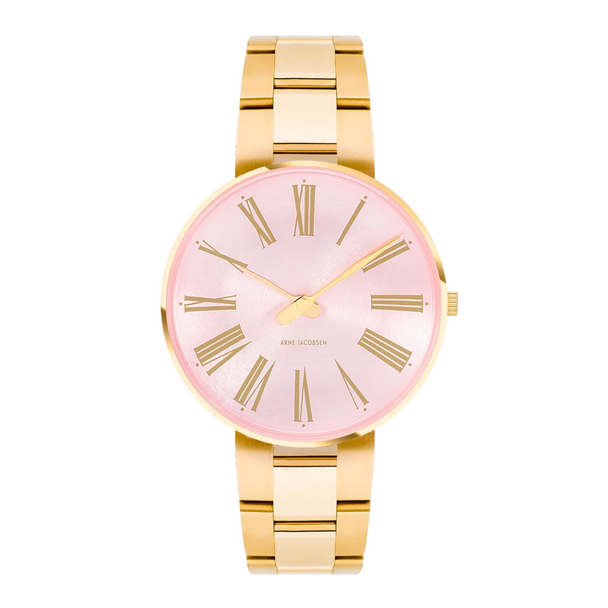 Arne Jacobsen - Roman Orchid Pink ur, 34 mm guld IP/lænke Rustfrit stål