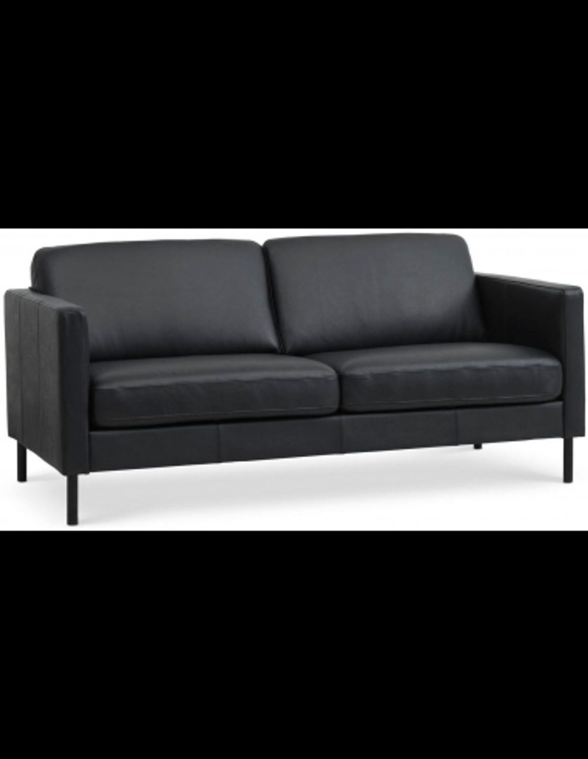 Askset 2-personers sofa i semi-anilin læder B180 x D86 cm - Sort/Sort