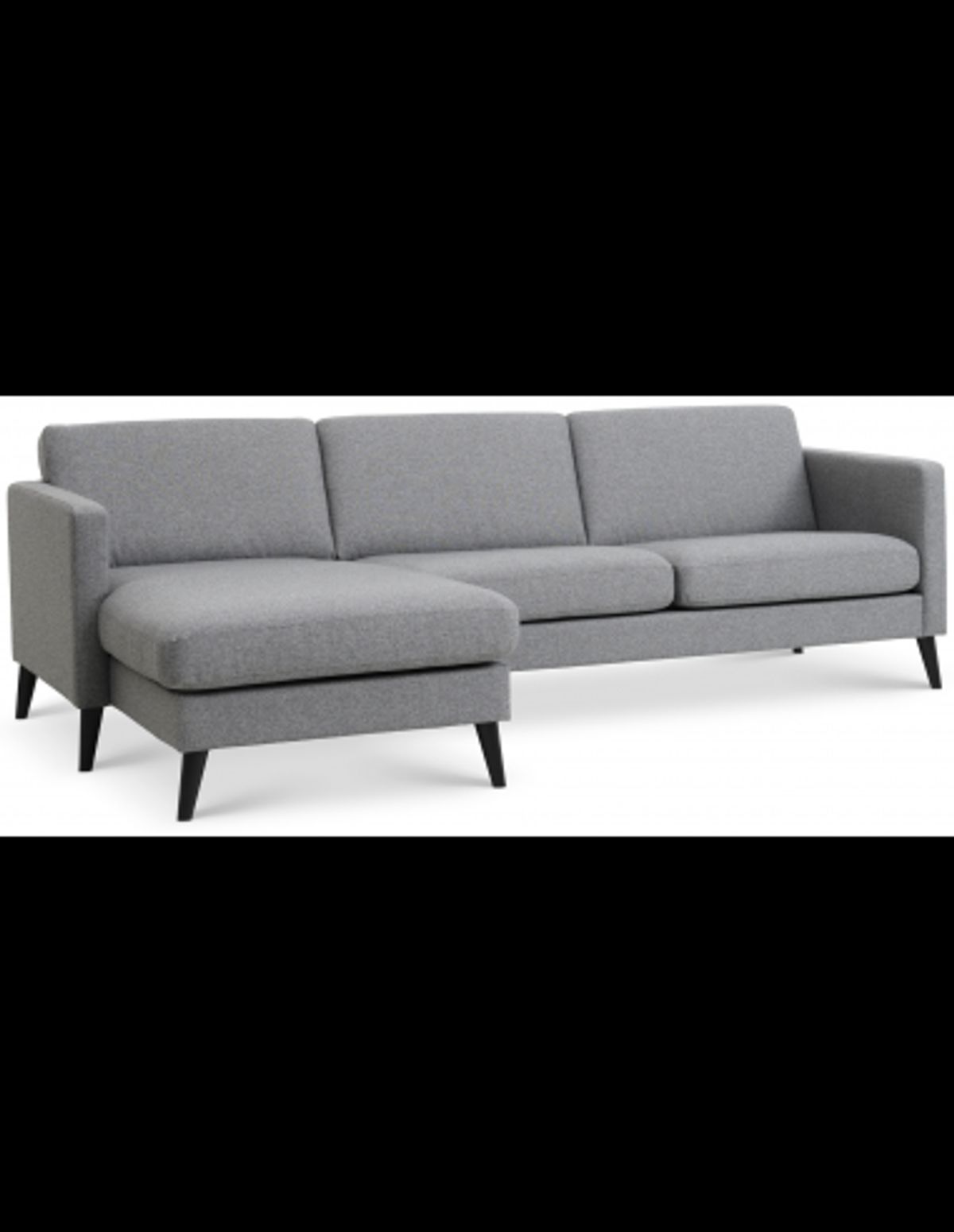 Askset chaiselongsofa i polyester B260 x D145 cm - Sort/Lysegrå