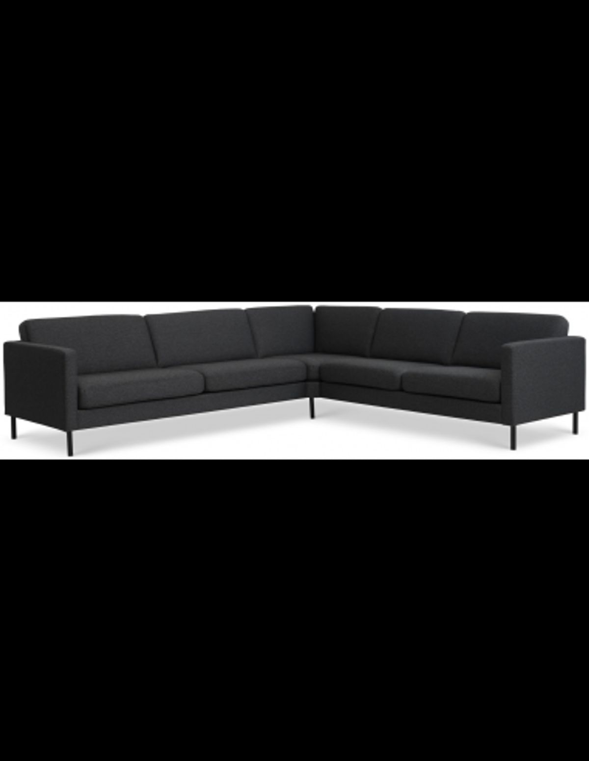 Askset hjørnesofa i polyester B300 x D264 cm - Sort/Antracit