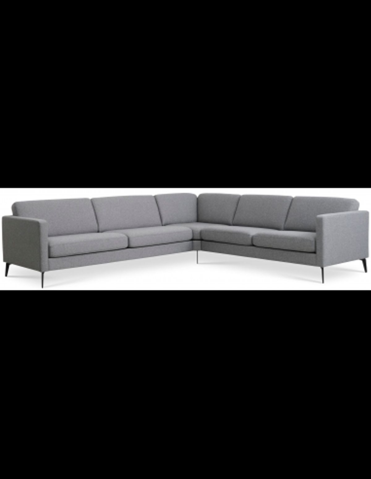 Askset hjørnesofa i polyester B300 x D264 cm - Sort/Lysegrå