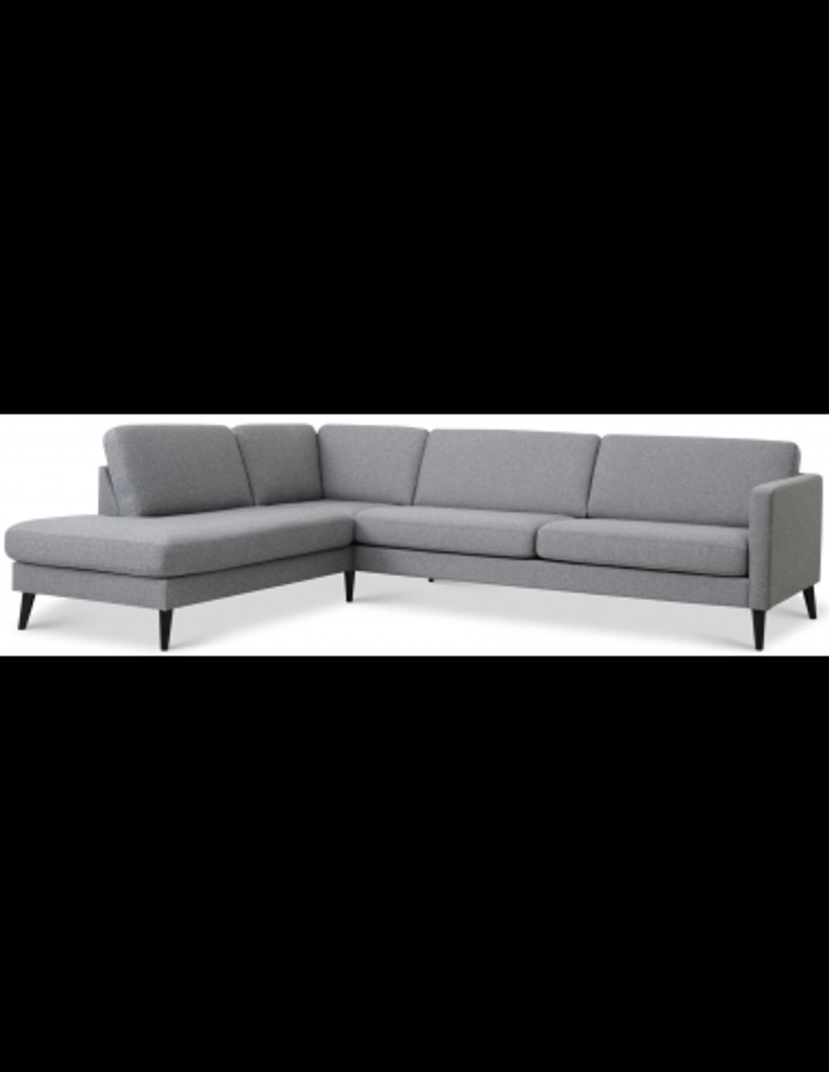 Askset venstrevendt chaiselongsofa i polyester B291 x D219 cm - Sort/Lysegrå