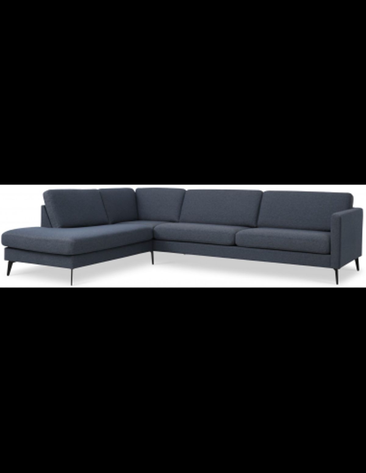 Askset venstrevendt chaiselongsofa i polyester B291 x D219 cm - Sort/Navy