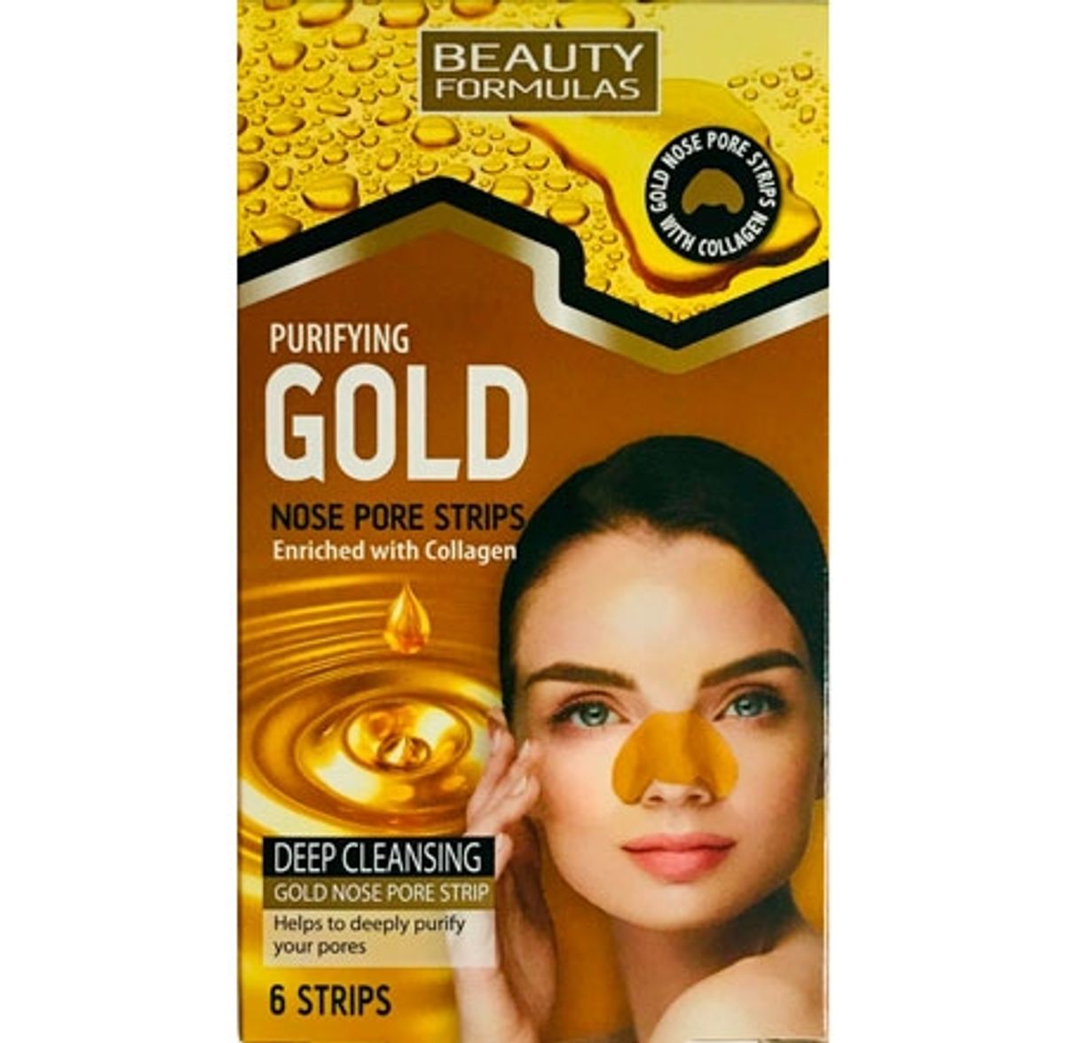 Beauty Formulas Gold Nose Strips - 6 stk