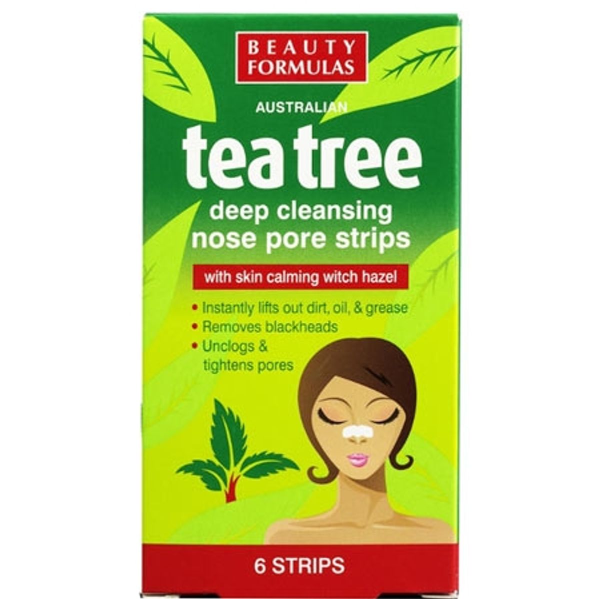 Beauty Formulas Tea Tree Nose Pore Strips - 6 stk.