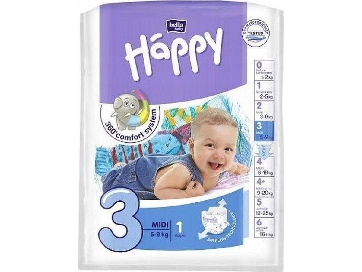 Bella Happy Midi 3 Bleer, 5-9 Kg, 1 Stk.