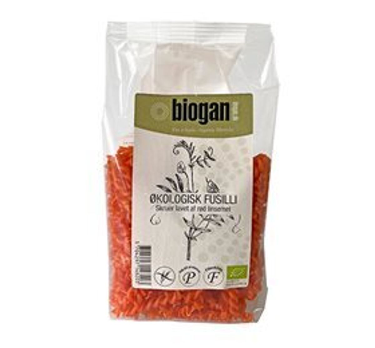 Biogan Fusilli m. linser Ø, 250g.