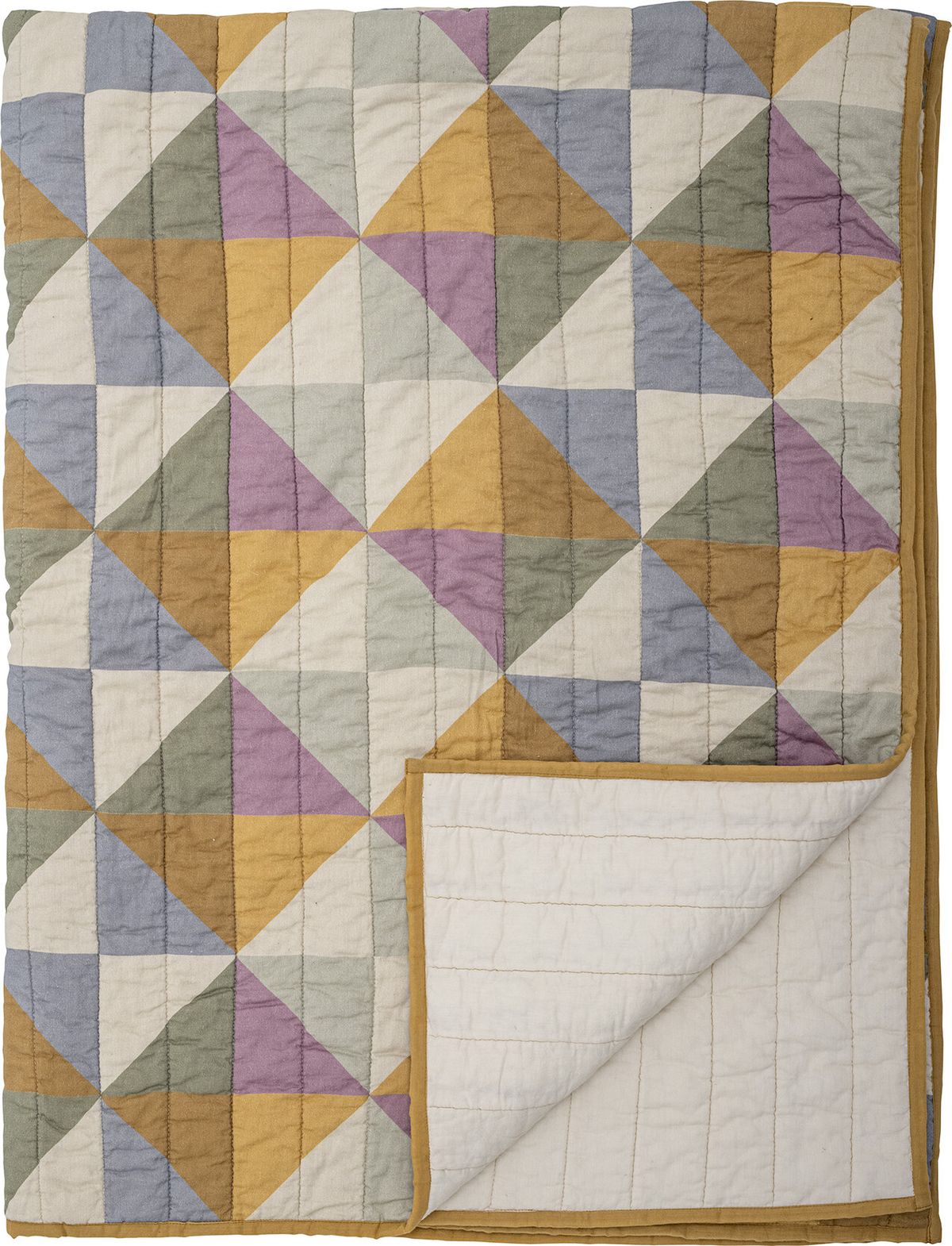 Bloomingville - Crewe Quilt Tæppe - Gul - Bomuld Oeko-tex - 150x125 Cm