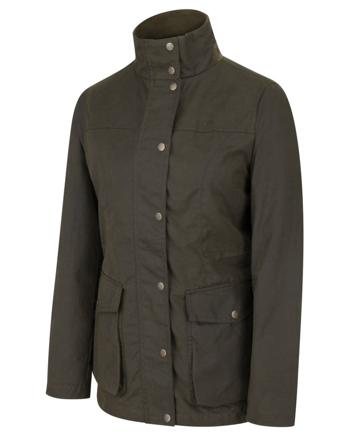 Caledonia Ladies Waterproof Wax Jacket, oilskinsjakke deluxe, olivengrøn - L (UK14-16)