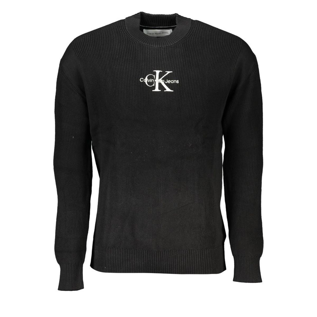 Calvin Klein Sleek Cotton Crew Neck Sweater with Contrast Details