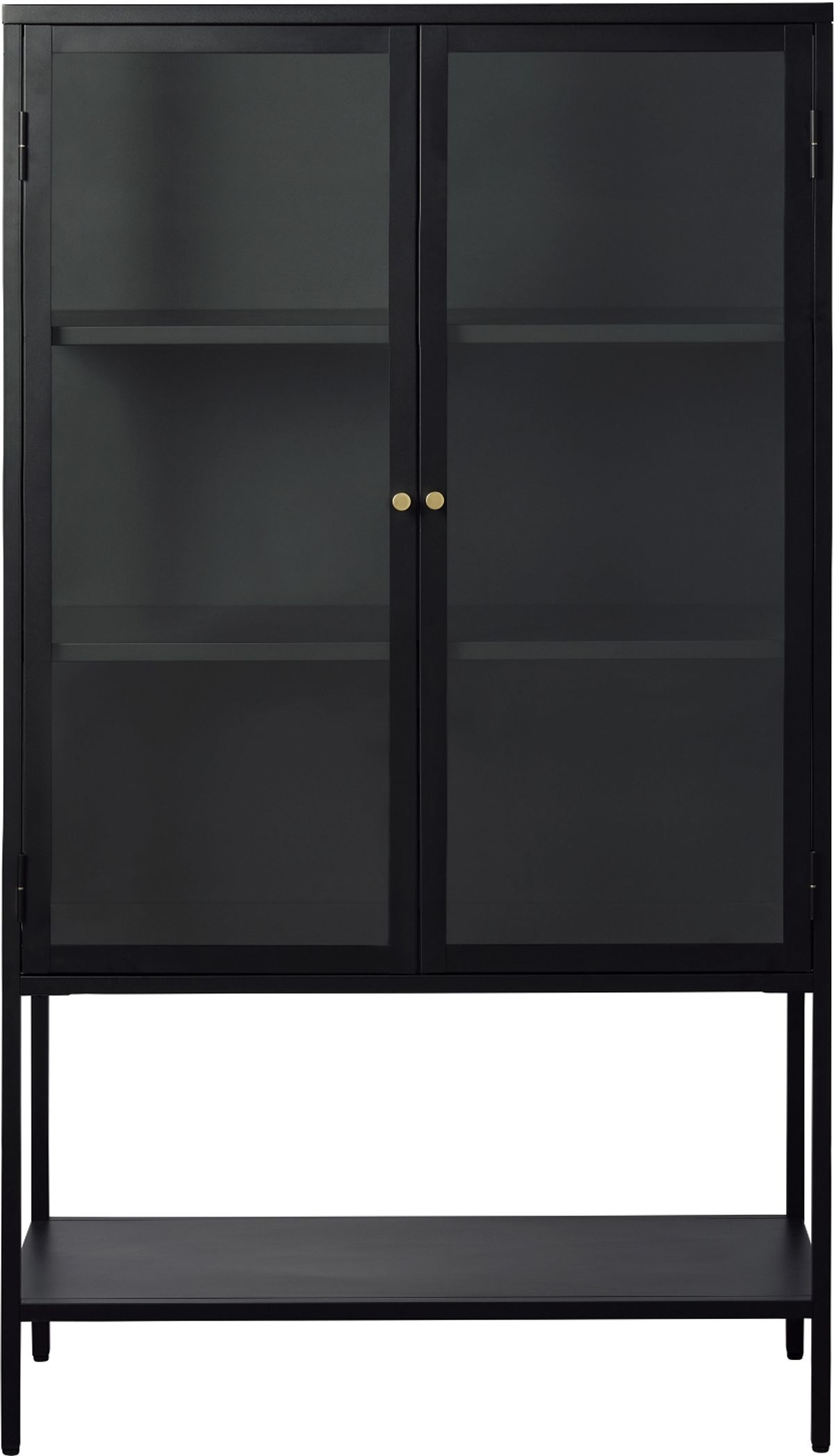 Carmel, Skab, sort/guld, H160x90 cm, metal, glas