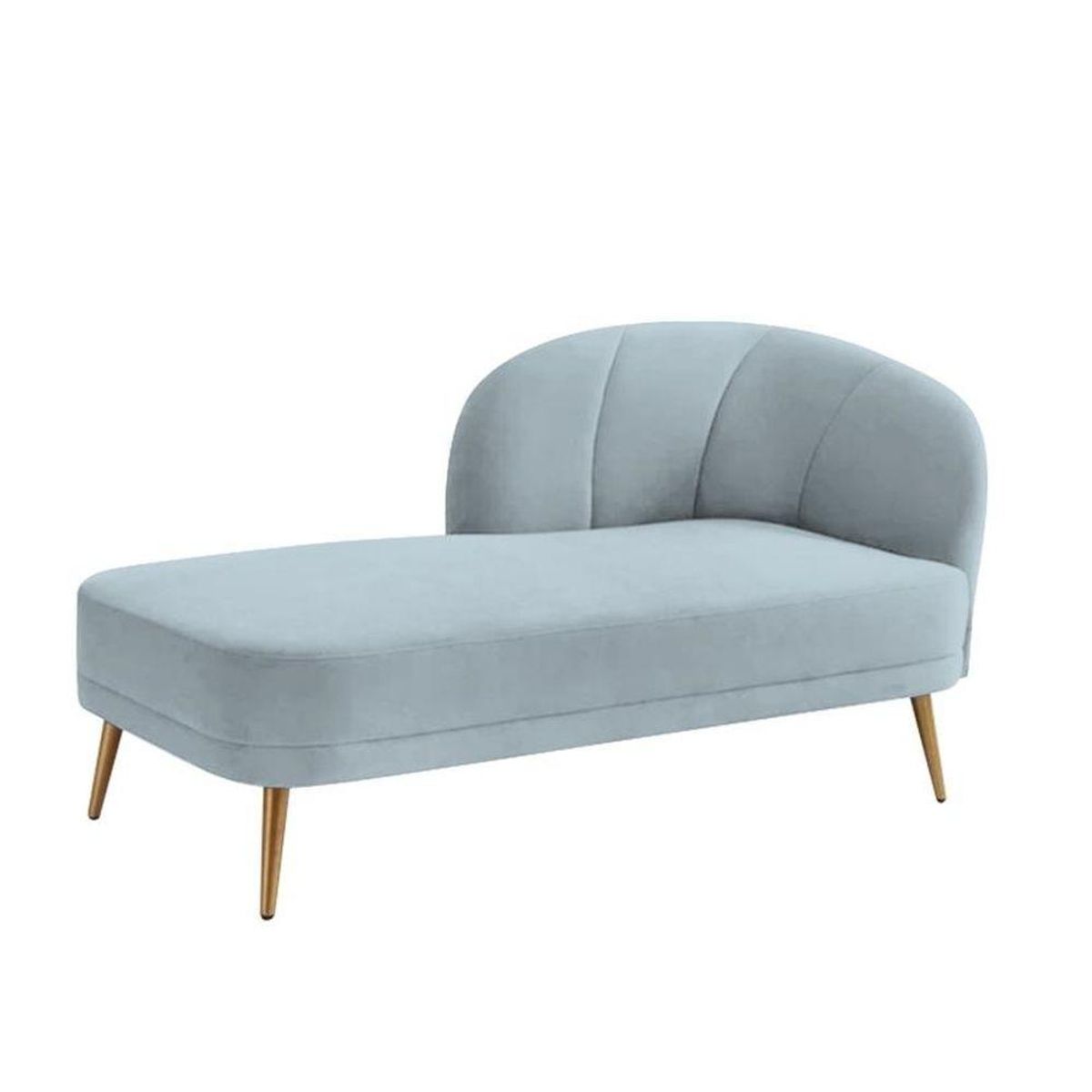 Chaiselong sofa Himmelblå 160 x 80 x 90 cm Blå Gylden Metal Plastik Fyrretræ