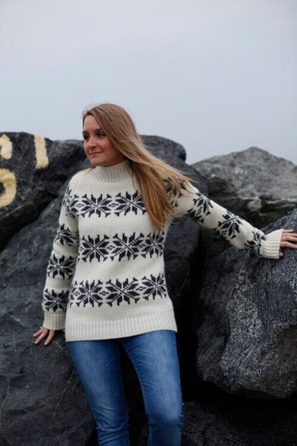 Charm - Hvid Islandsk Sweater 100% Uld