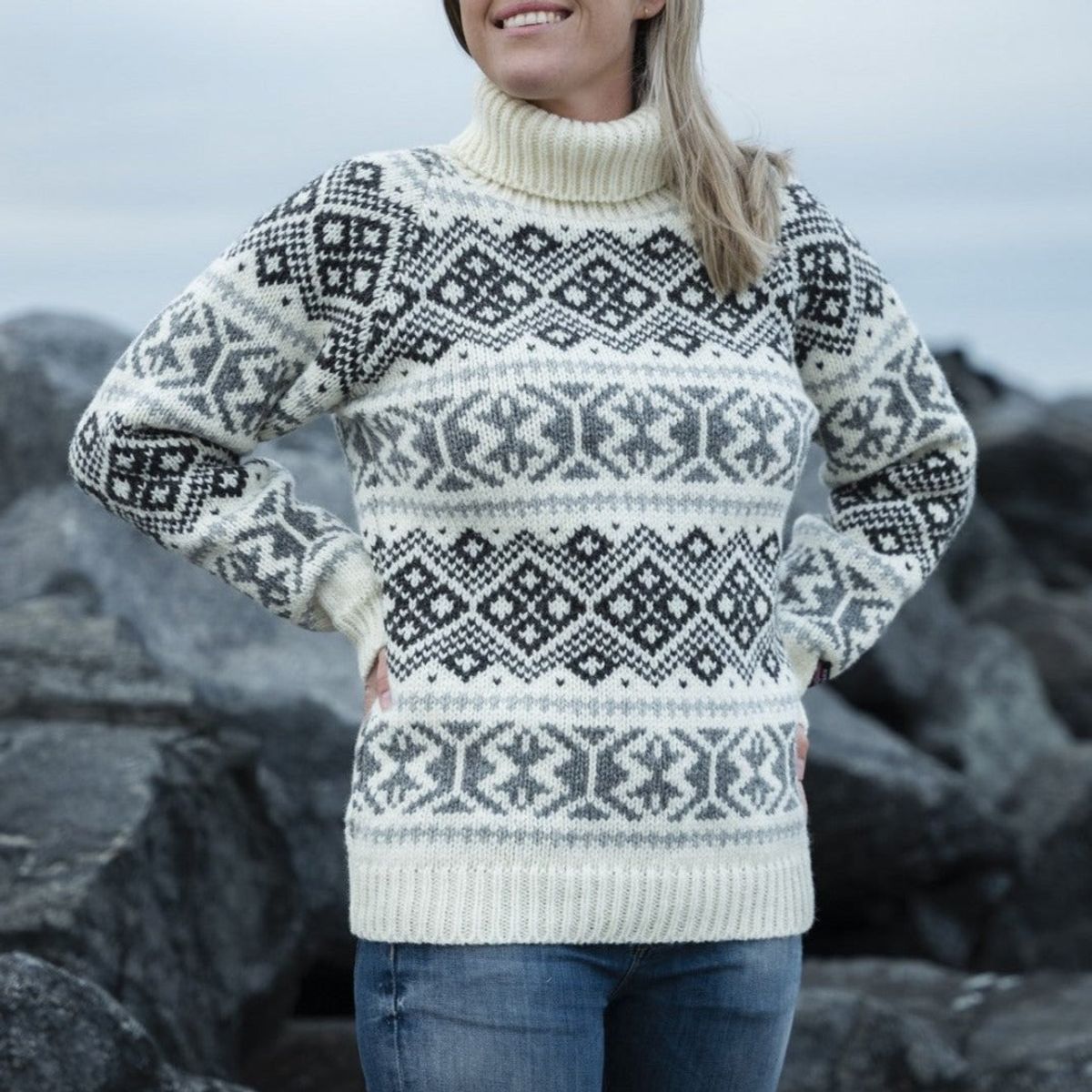 Charm - Islandsk Rullekrave Sweater Af 100% Uld - 6001-306R