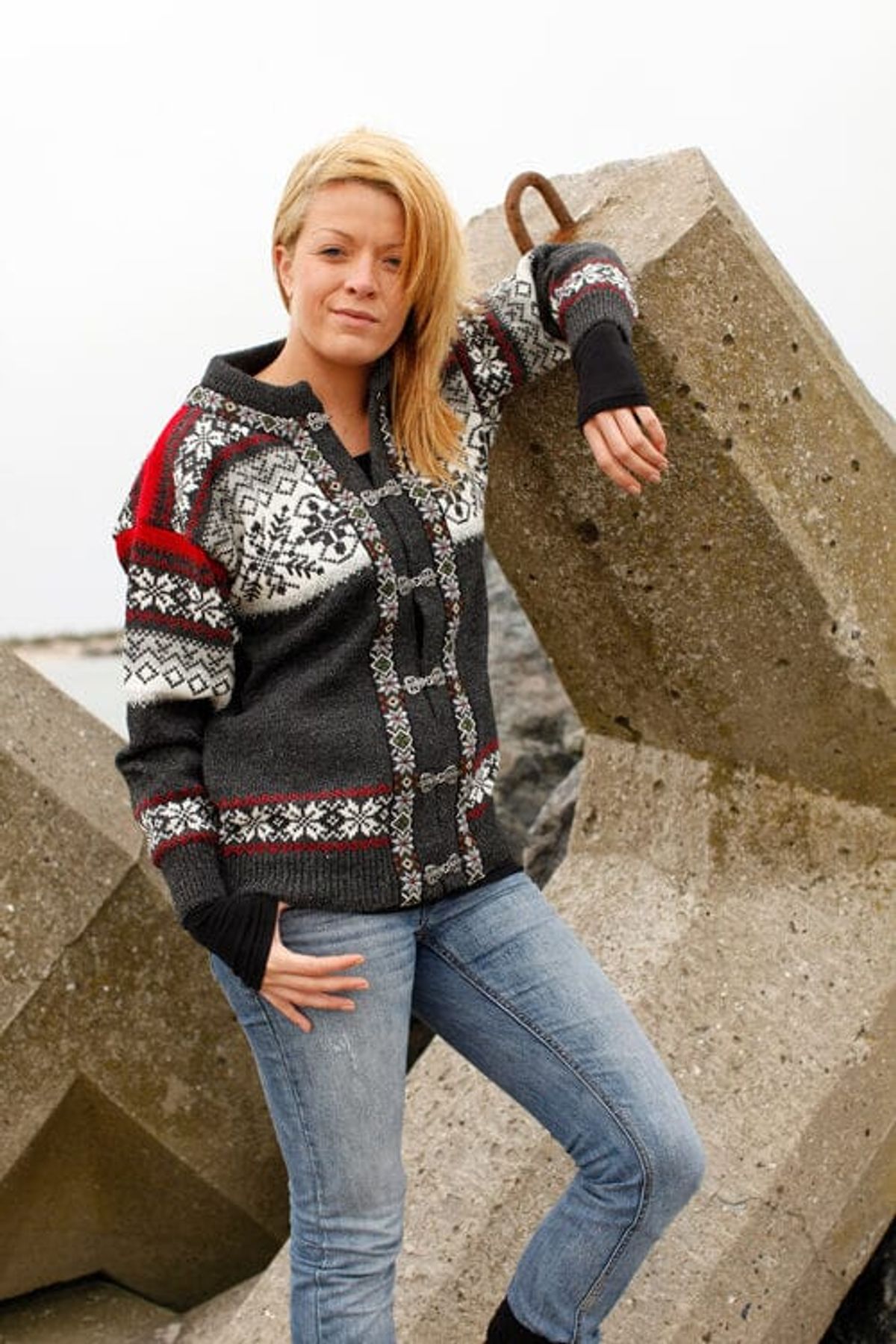 Charm - Norsk Strik Cardigan 100% Kamgarn - Koks