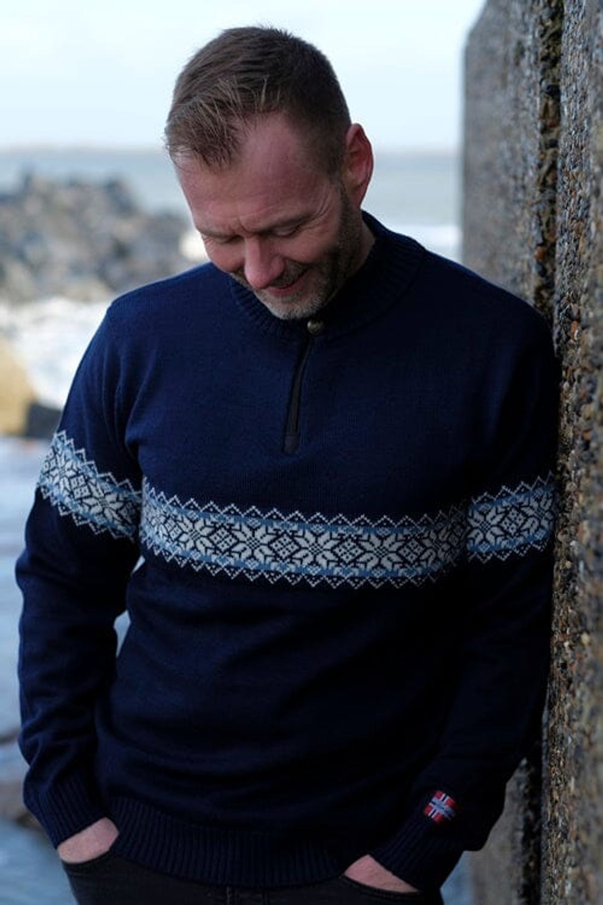 Charm - Norsk Sweater Af 100% Fine Merinould Kamgarn - Navy