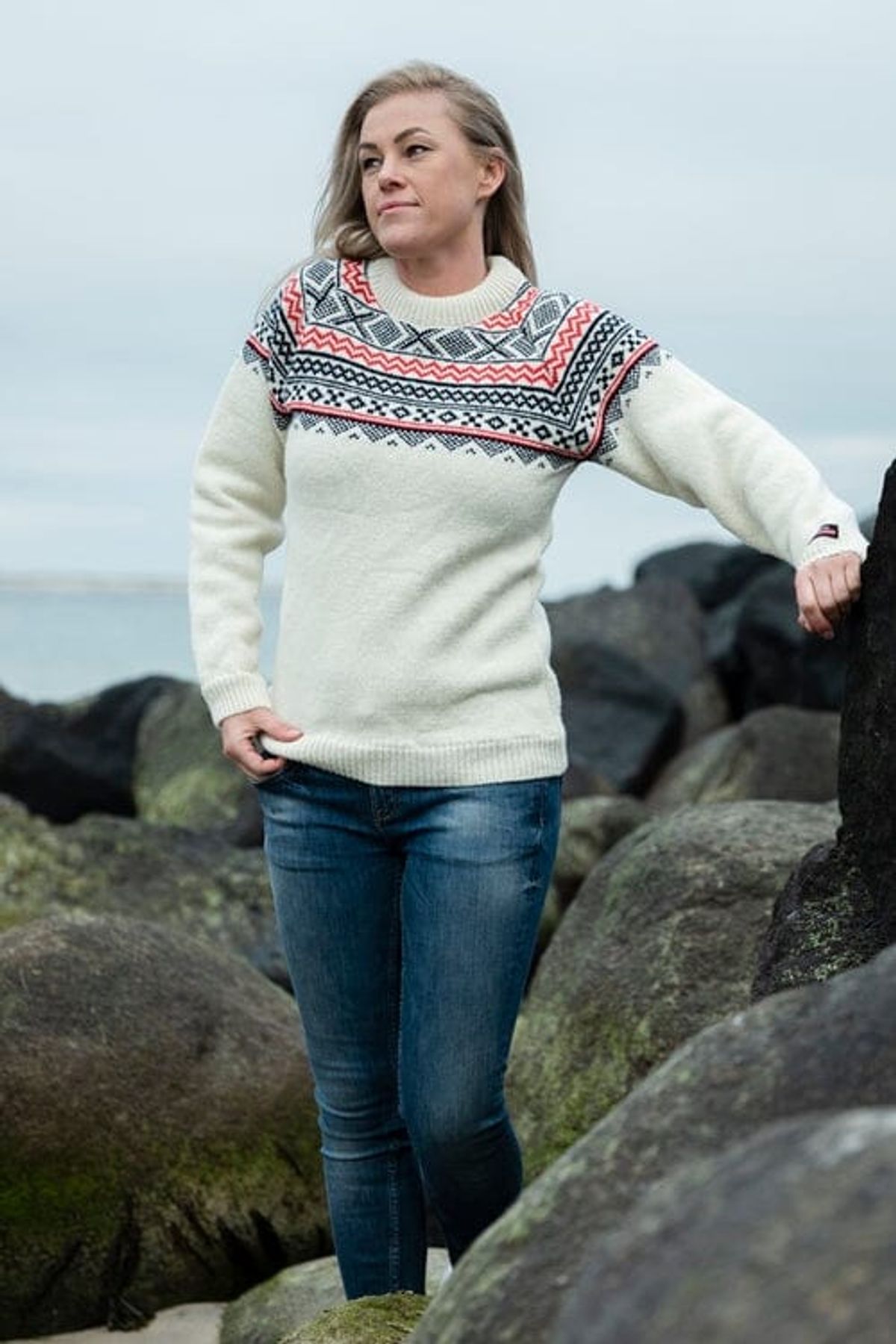 Charm - Norsk Sweater Ikon Af 100% Ren Uld - Hvid