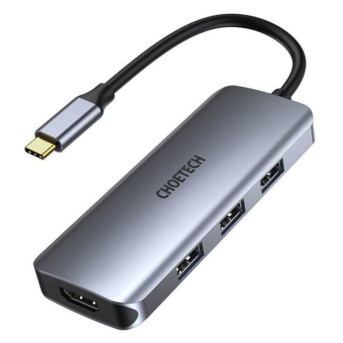 Choetech 7-i-1 USB-C Hub, USB 3.0 4K HDMI, 100W PD, grå