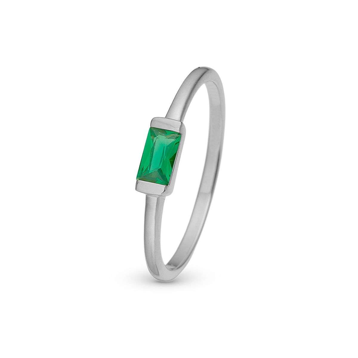 Christina Design London Jewelry & Watches - Green Single Baquette ring sølv sterlingsølv